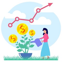 Illustration vector graphic cartoon character of business growth