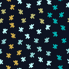 Fototapeta na wymiar Seamless repeating pattern with hand drawn flakes. Dark blue backound for for gift wrap, surface sign and other design projects