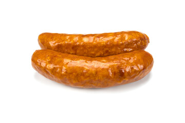 saucisses fumées isolées sur un fond blanc