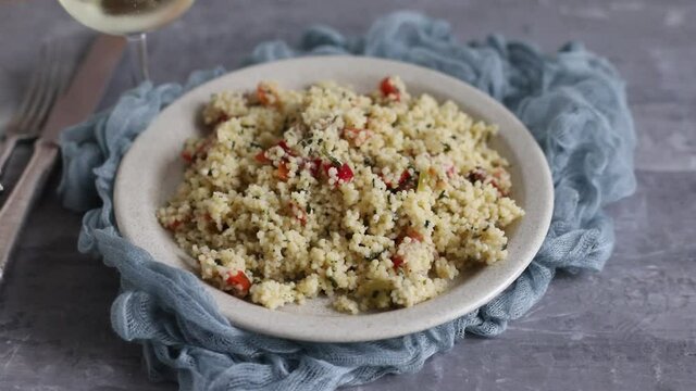 cous-cous with vegetables on the plate