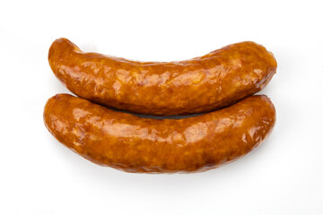 saucisses fumées isolées sur un fond blanc