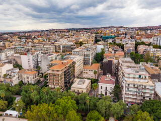 Fototapeta na wymiar Aerial skyline panoramic view of Catania old town. Sicily, Italy