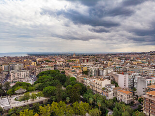 Fototapeta na wymiar Aerial skyline panoramic view of Catania old town. Sicily, Italy