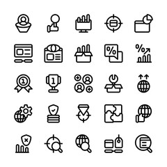 Set of SEO (Search Engine Optimization) outline style icon - vector