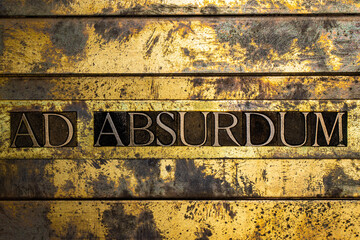 Ad Absurdum text on vintage textured bronze grunge copper and gold background