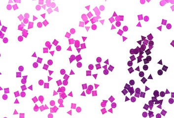 Light Pink, Blue vector background with triangles, circles, cubes.