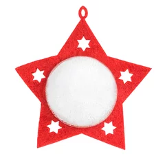 Cercles muraux Doux monstres une étoile de noël rouge sur fond blanc