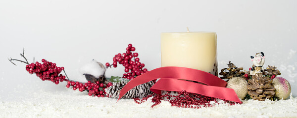 Close up christmas decoration on a white background