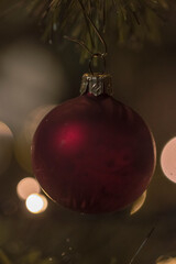 Close up picture of a red Christmas ornament