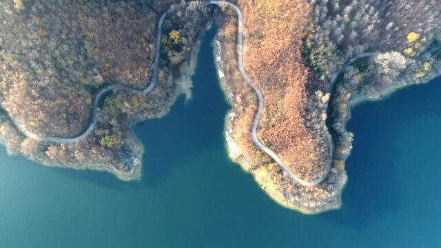 Aerial view of the jumping lake in Rieti, Italy
