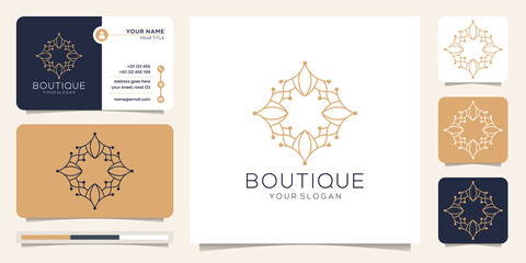 luxury minimalist boutique line art abstract and elegant monogram template. elegant art logo design and business card vector illustration.Premium Vector
