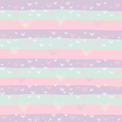 printed hearts on pastel colored striped background