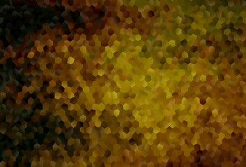 Dark Green, Yellow vector backdrop with hexagons.