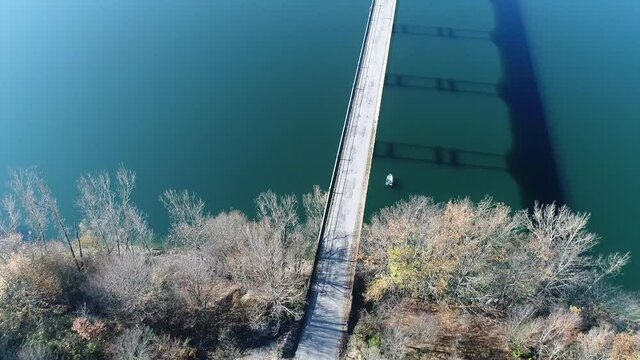 Aerial view of Lake Turano in Rieti, Castel di tora, colle di tora and Ascrea lakeside villages