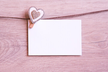 Valentines Day background with hearts and card.