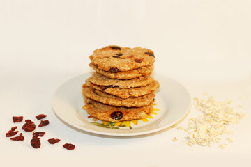 Natural oatmeal bakes with berries baked at home for vegetarians, handmade