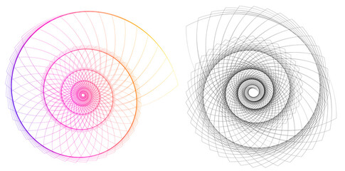 Abstract spiral rainbow design element on white background of twist lines - obrazy, fototapety, plakaty