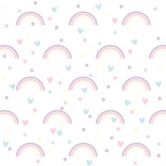 pastel colored rainbow print on white background