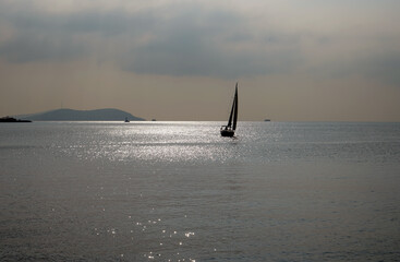 Sailing boat on the sea. Beautiful view