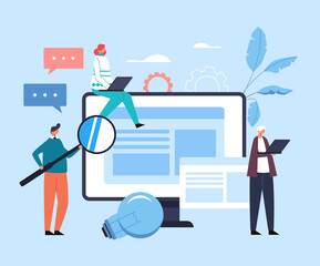 Online internet education concept. Vector flat cartoon graphic design illustration