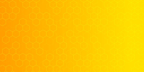 Yellow gradient background.Molecular compound.Hexagons on Yellow background.Vector illustration.