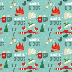 Winter outdoor leisure fun seamless vector pattern