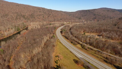 Aerial view of remote highway