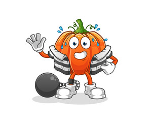 Obraz premium pumpkin criminal vector. cartoon character