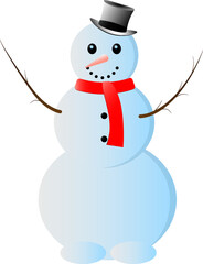A cute snowman with a top hat is easy to edit and can be used in any composition for Christmas and New Year
