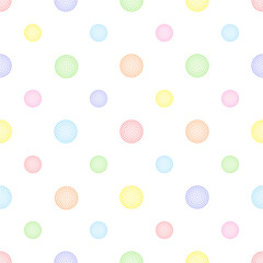 Rainbow seamless polka dot pattern, vector illustration. Seamless pattern with pastel colorful circles of dots. Kids pastel rainbow geometric background © Irin Fierce