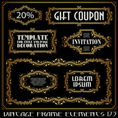Vector set frame and border design elements