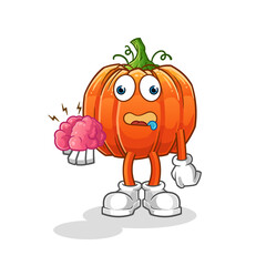 pumpkin no brain vector. cartoon character