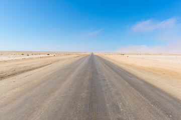 Salt road crossing the Namib desert, in the majestic Namib Naukluft National Park, best travel...