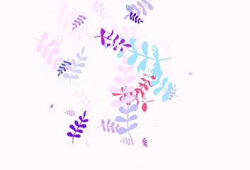 Light Blue, Red vector abstract pattern with leaves.