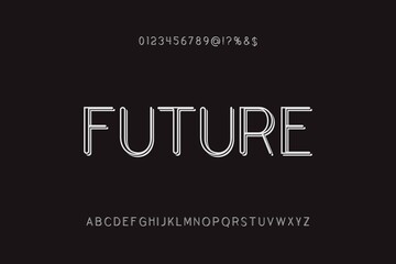 Obraz premium alphabet font, gray and white style, typeface design, classic lettering