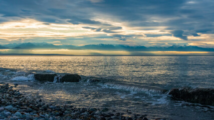 Clouds blanket the Olympic Mountains, Washington, United States