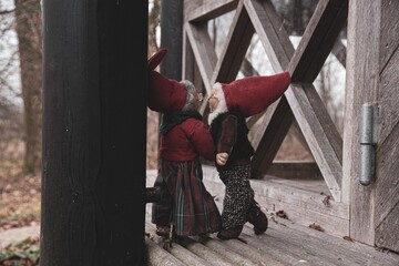 Fototapeta na wymiar The beautiful small Christmas elves