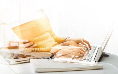 Searching Browsing Internet Data Information with blank search bar.businessman working with smart...
