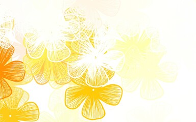 Fototapeta na wymiar Light Orange vector doodle texture with flowers