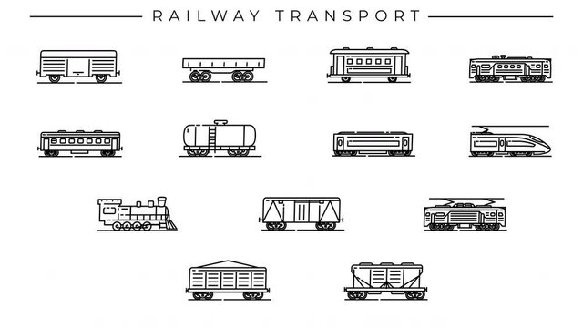 Railway Transport line icons on the alpha channel.