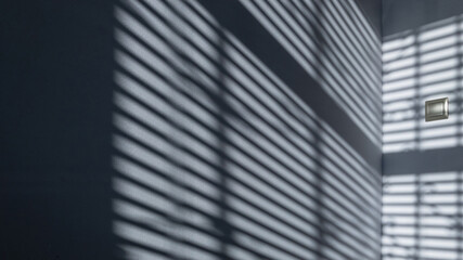 Architectural shadows. Sunlight architecture abstract background with light, black shadow overlay from window on white texture wall. Mockups, posters, stationary, wall art, design presentation.