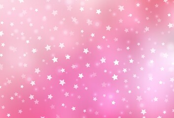 Light Pink vector template with ice snowflakes, stars.