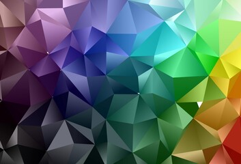 Fototapeta premium Dark Multicolor, Rainbow vector low poly cover.