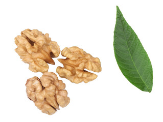 Walnuts isolated on white background, clipping path, top view