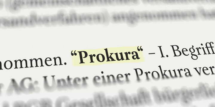 Prokura im Buch mit Textmarker markiert
