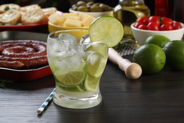 Caipirinha, a typical Brazilian cocktail made with lemon, cachaça and sugar