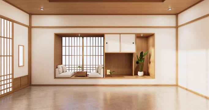 indoor empty room japan style. 3D rendering