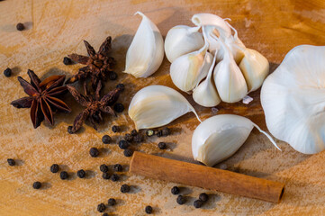 Fresh Herbs on Wooden Background