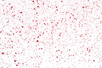 Red spots of paint and dust on a white background.