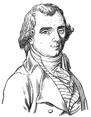 Portrait of Heinrich Wilhelm Matthias Olbers - a German physician and astronomer. Illustration of the 19th century. Germany. White background.